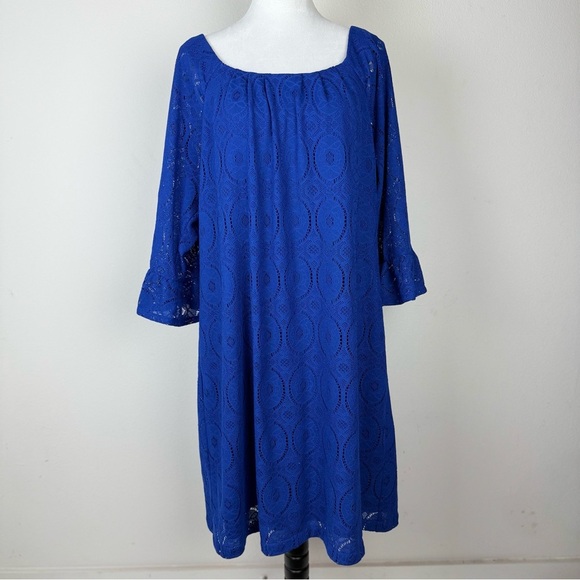 NWOT Chris McLaughlin Crochet Bell Sleeve Midi Dress Size 18W‎ Party Cocktail - Picture 2 of 11